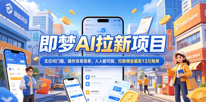 2026年即梦AI拉新项目最新玩法，无任何门槛，操作非常简单，人人都可做，拉新佣金最高13米每单(更新6月24日)-聚创源