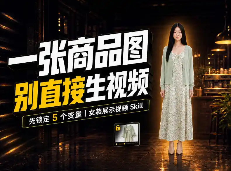 女装AI视频总翻车?问题不在提示词,女装展示视频Skill先锁定5个变量! 女装AI视频总翻车?问题不在提示词,女装展示视频Skill先锁定5个变量!
